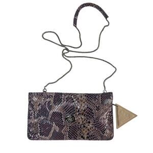 Sorial New York Purple Snakeskin Print Convertible Crossbody Clutch Bag
